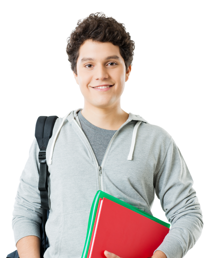 Student with folders ready for career exploration