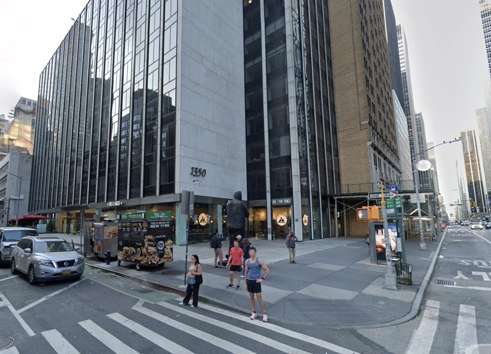 1350 6th Avenue building viewed from the corner of West 55th Street and 6th Avenue