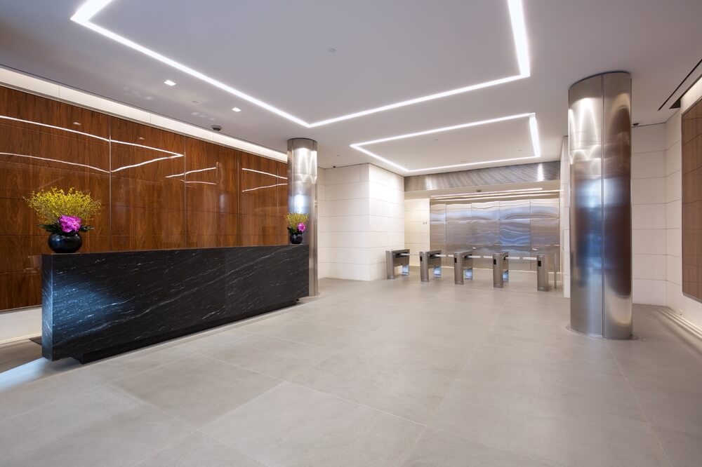 Lobby and security desk at 1350 6th Avenue